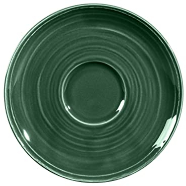 Seltmann Weiden Terra Kombi-Untertasse, 16 cm, Runder Unterteller mit spiralförmigem Relief, Spülmaschinen- und mikrowellenfest, Porzellan, Moosgrün