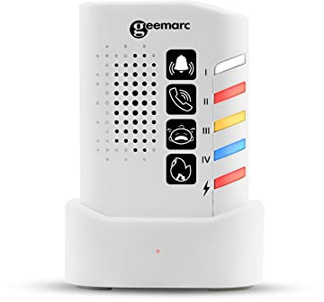 Geemarc Amplicall 150 - Récepteur Portatif d’Un Système d’Alerte pour Malentendants avec Alarme et Vibreur Intégré - Fonctionne comme Détecteur de Son et Amplificateur de Sonnerie et de Sonnette