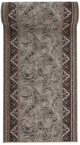 Mazovia Läufer Flur 67x100cm Anthrazit Grau Klassisch 90er-Retro Weich | Teppichläufer für Küche Waschküche Schlafzimmer Rutschfest Wetterfest Pflegeleicht Gummiunterseite Kurzflor Verkauf pro Meter