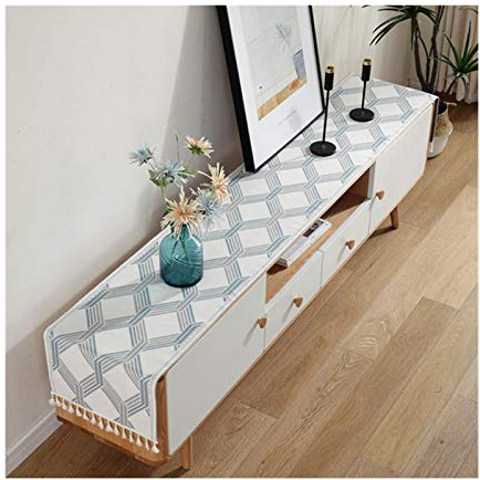 EHOMERY Deko Tisch Mini, Jacquard BlauTischdecken Geometrie Tischläufer Polyester 35x250CM