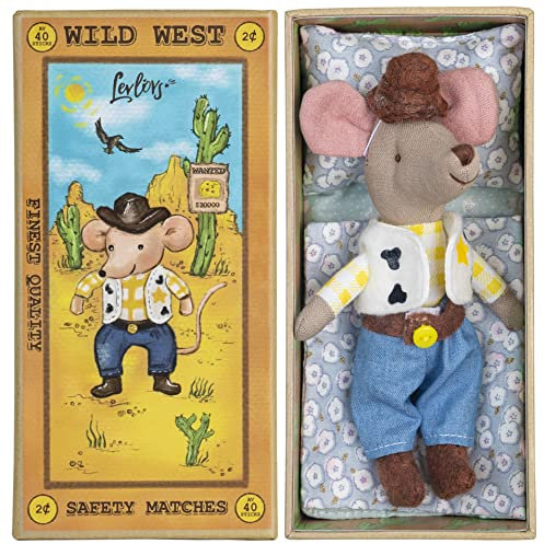 LEVLOVS Christmas Mouse in a Matchbox and Friends Toy Baby Registry Gift Cowboy Mouse PlushToy