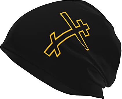 Ahdyr Skull Cap Beanie für Männer Orthodox Cross Slouchy Beanie Mützen Leichte Strickmützen für Unisex Schwarz