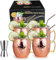 izdeel Verre Moscow Mule Tasses Cuivre Mug 550ml Verres pour Cocktail, Rhum, Boissons Froides, Maison, Bar, Fête, La Saint Valentin, Anniversaire Cadeaux, Ensemble (4 Tasse, 4 Pailles &1 Jigger)
