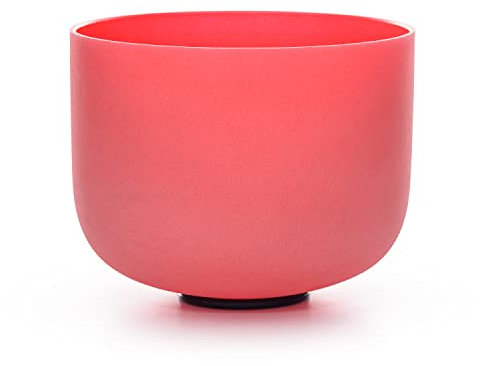 TRAYAYA 528hz Solfeggio Frequency Red Root Chakra Frosted Quartz Crystal Singing Bowl 8 Inch For Meditation Sound Bath