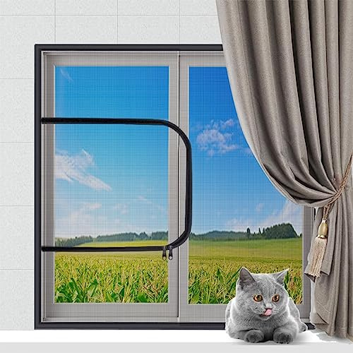 Custom Size Cat Safety Net Cats Window protection for Cats, Fly Screen Mosquito Net, Self-Adhesive Window Screen Mesh with Zipper, Balcony Window Safety Screen Mesh,Custom Size,Custom Position | Cats Window Protection, Self-Adhesive Window Screen Mesh, with Zipper, Balcony Window Safety Screen Mesh