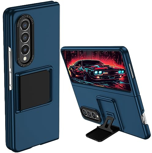 Ysnzaq für Samsung Galaxy Z Fold 3 Hülle mit Ständer LT.Blau | Militärische Stoßfest Robuste Handyhülle Hard PC Outdoor Bumper Schutzhülle für Samsung Galaxy Z Fold3