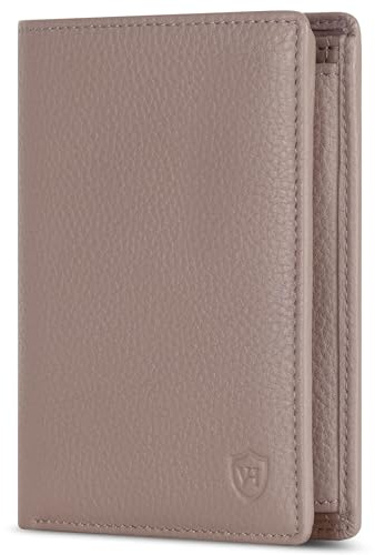 VON HEESEN Leder Geldbörse RFID Schutz I Echtleder Geldbeutel für Damen & Herren I Portemonnaie Brieftasche Wallet Portmonee (Taupe)