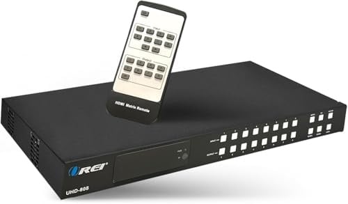 OREI 8x8 HDMI 4K Matrix Switch/Splitter, (8-Eingang, 8-Output) mit Fernbedienung, unterstützt UltraHD 4K@60Hz 4:4:4, HDR, YUV, HDMI 2.0, HDCP 2.2, 3D, 1080p, 18GBPS - ARC, EDID (4K & 1080p zusammen)