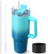 40 oz Tumbler with Handle | Stainless Steel Insulated Travel Mug Iced Coffee Cup with Lids and Straw | Keeps Drinks Cold for 34 Hours | Dishwasher Safe, BPA Free(Light & Deep Blue