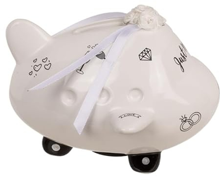 Spardose Flugzeug Hochzeit Keramik Spardose Just Married mit Deckel