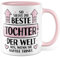 Tochter Tasse mit Spruch - Geschenk So sieht die beste Tochter der Welt aus, wenn sie Kaffee trinkt - Kaffeetasse 330ml aus Keramik - Mädchen Stieftochter Kinder Familie Kaffee-Becher