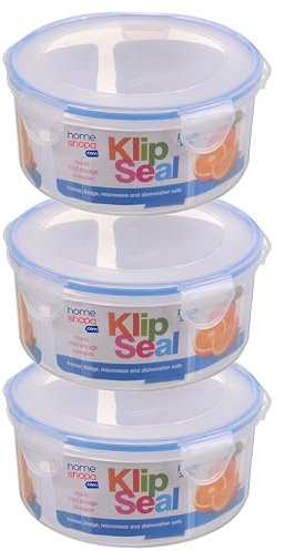 HOMESHOPA Plastic Airtight Food Storage Container, 2.3 Litre 3 Pack Round Leakproof Stackable Container with Clip-Lock Lid, BPA Free Reusable Meal Prep Lunch Box, Microwave Freezer & Dishwasher Safe