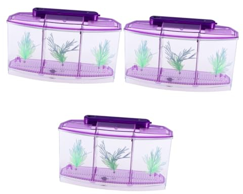 DOITOOL 3st Mini-Aquarium Kinder Fischbecken Aquarien Für Kinder Fischbecken Für Kinder Desktop-Aquarium Ökologisches Aquarium Selbstreinigendes Aquarium Klein Violett Büro Goldfischglas