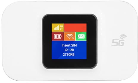ASHATA WiFi Portable 4G, Point D'accès WiFi Mobile, Routeur WiFi Portable 4G LTE avec Emplacement pour Carte Micro SIM, écran Couleur 1,44 Pouces, 4G LTE B1 3 5 7 8 20 40 (White)
