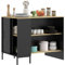 HOMCOM Isola da Cucina con Ampio Piano di Lavoro, Mobile Cucina con Scaffale, Portacoltelli e Armadietto con Anta Scorrevole, Nero