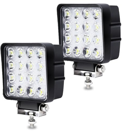 Izrielar Arbeitsscheinwerfer Rechteck LED, 12V 24V IP67 Wasserdicht Offroad Zusatzscheinwerfer, Rückfahrscheinwerfer Offroad Scheinwerfer für Traktor Auto LKW SUV UTV ATV (48W 2 Stück)