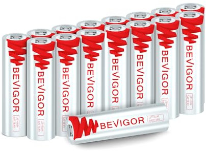 BEVIGOR 16 Pack 1.5V 3000mAh Piles AA Lithium, Piles au Lithium-Fer, Piles Double A, Piles AA Haute Performance pour Lampe de Poche, Jouets, télécommande, 【Non Rechargeable】.