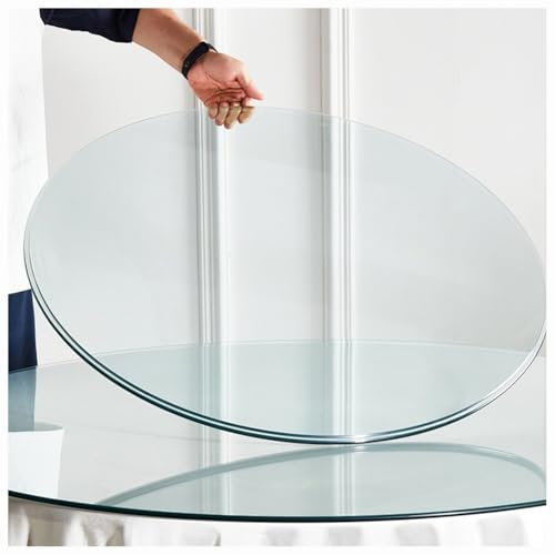 KXWOQ3ED Plateau de Table en Verre Rond Transparent, Diamètre 50-100 cm Plateau de Table en Verre Trempé pour Table de Salle à Manger, Table Basse, Table de Jardin(60 CM(24 inch))