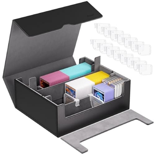 ProCase 3 Slot Sammelkarten-Aufbewahrungsbox, Magnetverschluss Deck Box für Magnetkartenhalter, MTG, TCG, Toploader, Yugioh, Sportkarten mit verstellbaren Fächern -Schwarzgrau