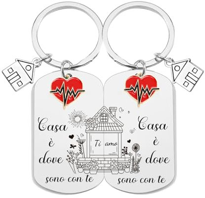 JRZDFXS Unisex Portachiavi Ci vediamo a Casa per Coppia in Acciaio Inox Ciondolo Casa Casetta Carina Chiavi regalo di inaugurazione della casa per moglie marito (6)
