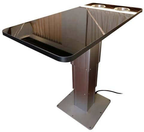 WANGCEPLSD Meuble Van Aménagé, Table Télescopique, Réglage de la Hauteur par Télécommande, Pieds de Table RV Alimentés, Capacité de Charge 70 Kg, avec 2 Fentes pour Tasses en Acier Inoxydable