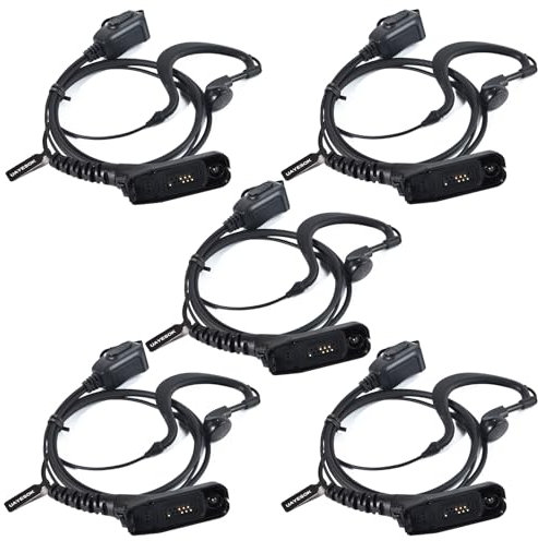 UAYESOK G Shape Walkie Talkie Earpiece for Multi Pin, Security Police Radio Headset with PPT Mic, for Motorola DP3400 DP3401 DP3600 DP3601 DP4400 DP4800 DP4801 Two Way Radio (5 pcs)