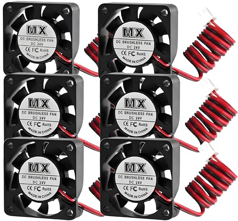 Lot de 6 ventilateurs 40 mm DC 24 V, 0,08 A 4010 Ventilateur de refroidissement silencieux 40 × 40 × 10 mm avec câbles pour DVR petits appareils électroménagers et imprimantes 3D, réparation de