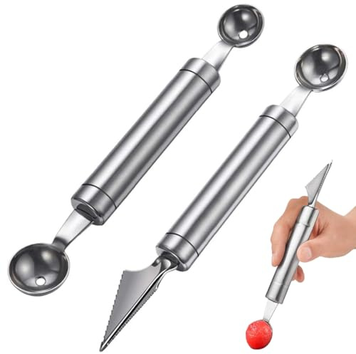 GXGM 2 Pezzi Fruit Carving Tool Fruit Melon Scoop, Remover in Acciaio inox Utensili da Cucina per DIY Fruit Salads, Fruit Carving Knife, Cucchiai per gelato