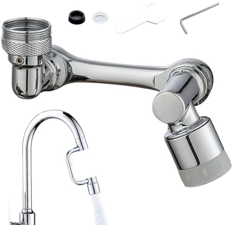 yakermur Schwenkbarer Wasserhahn-Verlängerer, drehbarer Badezimmer-Spritzfilter, Wasserhahn-Belüfter, Ersatzteile mit 2 Sprühmodi für Küchen, Badewanne, Toiletten, Gesichtswäsche, Kinder, Zuhause