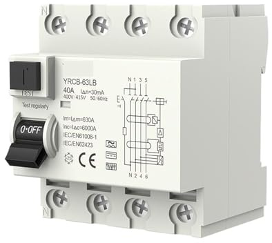 AMEHRU Disjoncteur différentiel de Type B 2p 4p 63a 30ma disjoncteur différentiel(RCD 4P 63A 30ma Type B)