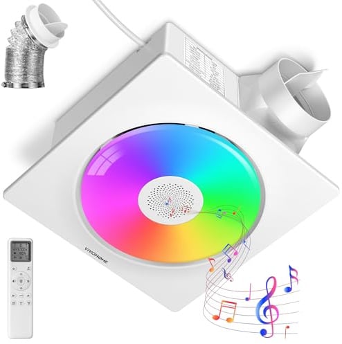 VIVOHOME RGB Bathroom Exhaust Fan with Bluetooth Speaker (160-110-50CFM)