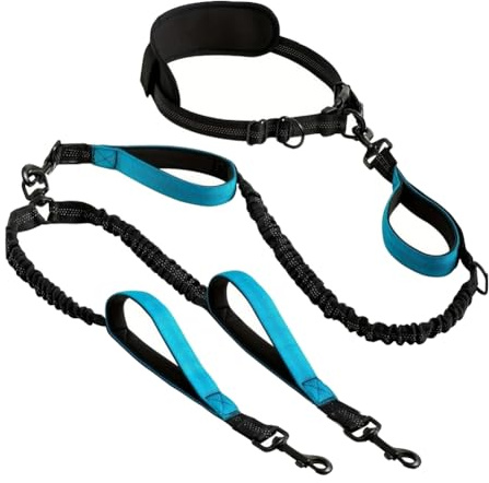Bosiyrggrl Reflective Dual Dog Leash for 2 Dogs Padded Handles Dual Dog Leash for Medium Large Dogs Training Jogging Running B