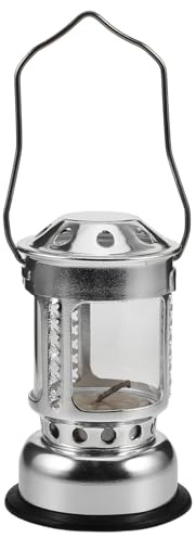 Hohopeti Aluminiumlegierung Camping Kerzenlaterne Winddicht Leicht Outdoor Laterne Silber Teelicht Halter Hängend Für Nachtangeln Wandern