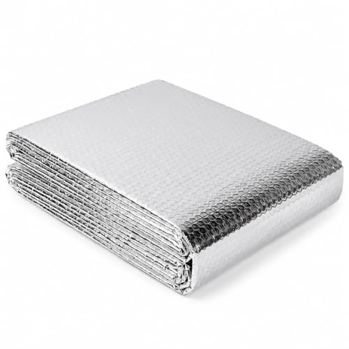 Dripex Radiator Foil Insulation 60cm x 5m, 3mm Reflective Thermal Barrier | Aluminised Bubble Foil Insulation with 12 Adhesive Pads, Easy to Cut and Fit, Suits Radiators, Roofs, Windows and Vehicles
