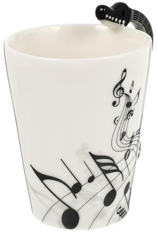Gadpiparty 370ml Ceramic Music Note Mug with Lid, Artistic Water Cup in Green, Heat Resistant and Odorless, Practical for Coffee, Milk, Juice at Home Or Office