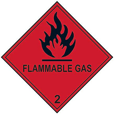 Flammable Gas Class 2 Hazard Labels 250mm x 250mm - Pack of 10 Self Adhesive Vinyl ADR Compliant Warning Stickers for Gas Cylinders & Transport