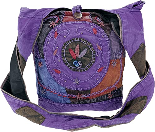 GURU SHOP Batik Sadhu Bag, Hippie Tasche, Goa Schulterbeutel - Lila, Unisex - Erwachsene, Baumwolle, 35x35x25 cm