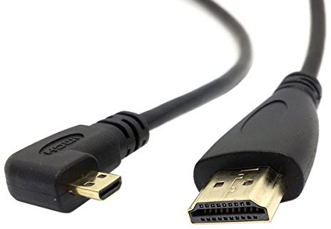 chenyang Micro HDMI auf HDMI-Stecker links abgewinkelt 90 Grad V1.4, 150 cm, 4K, 2K, für Handy und Tablet