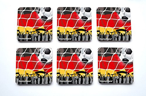 ADDIES Untersetzer-Set zur Europameisterschaft Deutschland Motiv 6er Set in schöner Klarsichtbox