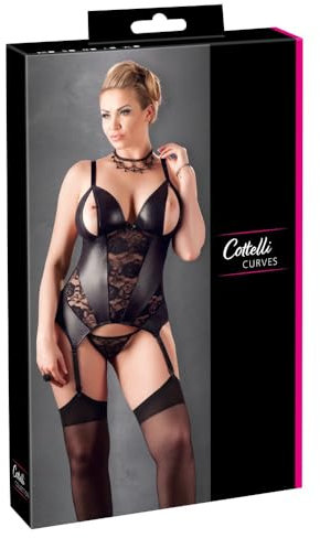 Cottelli Collection Plus Strapshemd offen, 2XL, schwarz