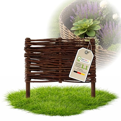 Floranica 1 Stück Beetbegrenzung Weide 20 cm x 30 cm – Rasenkante Weidengeflecht Beeteinfassung, Beetumrandung