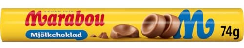 Marabou mjölk choklad Schokoladenrolle 28 x 74 g – zartschmelzende Milchschokolade aus Schweden – schwedische Süßigkeit in der handlichen Rolle – Vollmilch