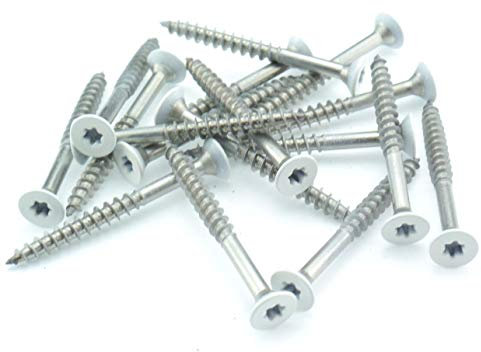 Spanplatten Holzbau Schrauben Edelstahl V2A weiss Torx Senkkopf 5x30mm, Stückzahl:50 Stk.