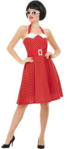 Smiffys Déguisement de pin-up rockabilly des années 50, Rouge, avec robe trapèze dos nu