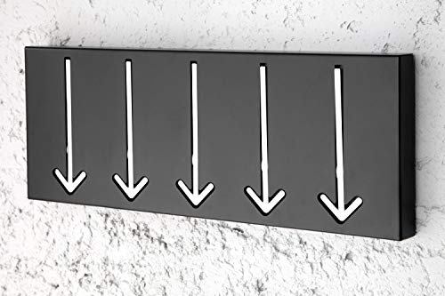 Licht-Erlebnisse Wandgarderobe mit 5 Haken Pfeile ausklappbar Push Funktion aus Metall für Flur und Eingangsbereich 45 x 20 cm Schwarz Weiß Kleiderhaken