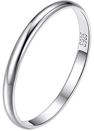 Suplight 925 Silber Verlobungsring für Männer Herren 2mm glänzender Fingerring schlicht Ehering Memoirering Ring Größe 67