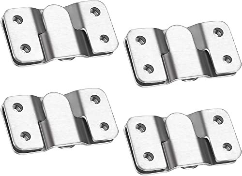 Flush Mount Brackets, Stainless Steel Picture Frame Brackets, Heavy Duty Headboard Wall Fixings, Headboard Hooks, Ideal for Hanging Photos, Mirrors, Art Gallery and More (4 Pairs)
