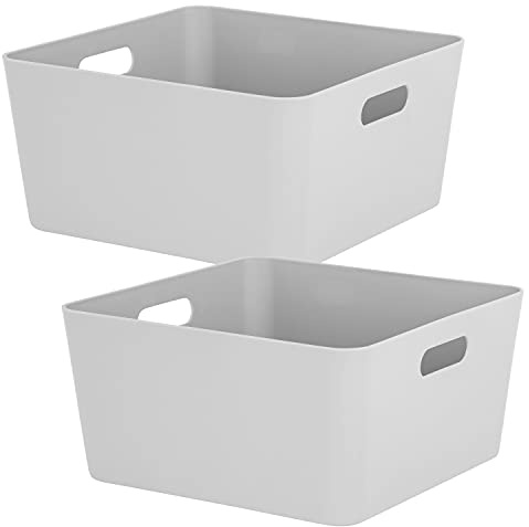 2x Ordnungsbox 15cm hoch grau 30x30cm Ordnungskorb Regalorganizer Wandregal