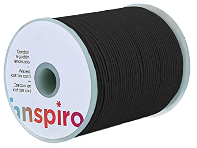 INNSPIRO Cordoncino cotone cerato fine nero 1,5 mm. 100 m.