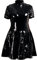 Rubberfashion Sexy Kleid Lack Damen - Skater Outfit - Frauen Minikleid Kurzarm - Slip mit Reissverschluss - Maid Dress Woman Lack schwarz S
